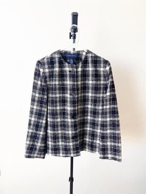 Preston & York Black & White Plaid Women's Jacket Size 10 (M)